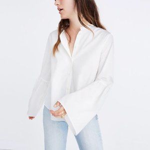 MADEWELL Bell-Sleeve Button-Down Shirt, White, XS